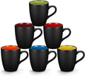 Premium 6-Pack Ceramic Coffee Cups – Matte Black with Color Interior