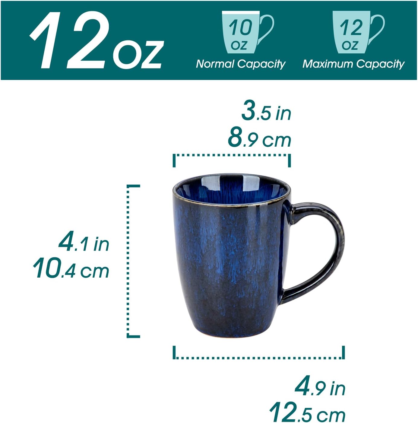 Premium Blue Ceramic Coffee Mug Set (6-Piece)