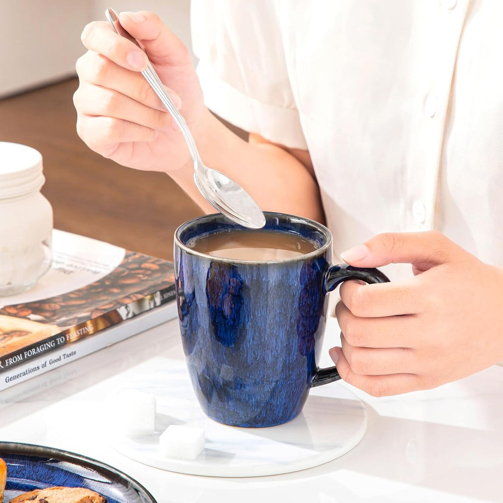 Premium Blue Ceramic Coffee Mug Set (6-Piece)