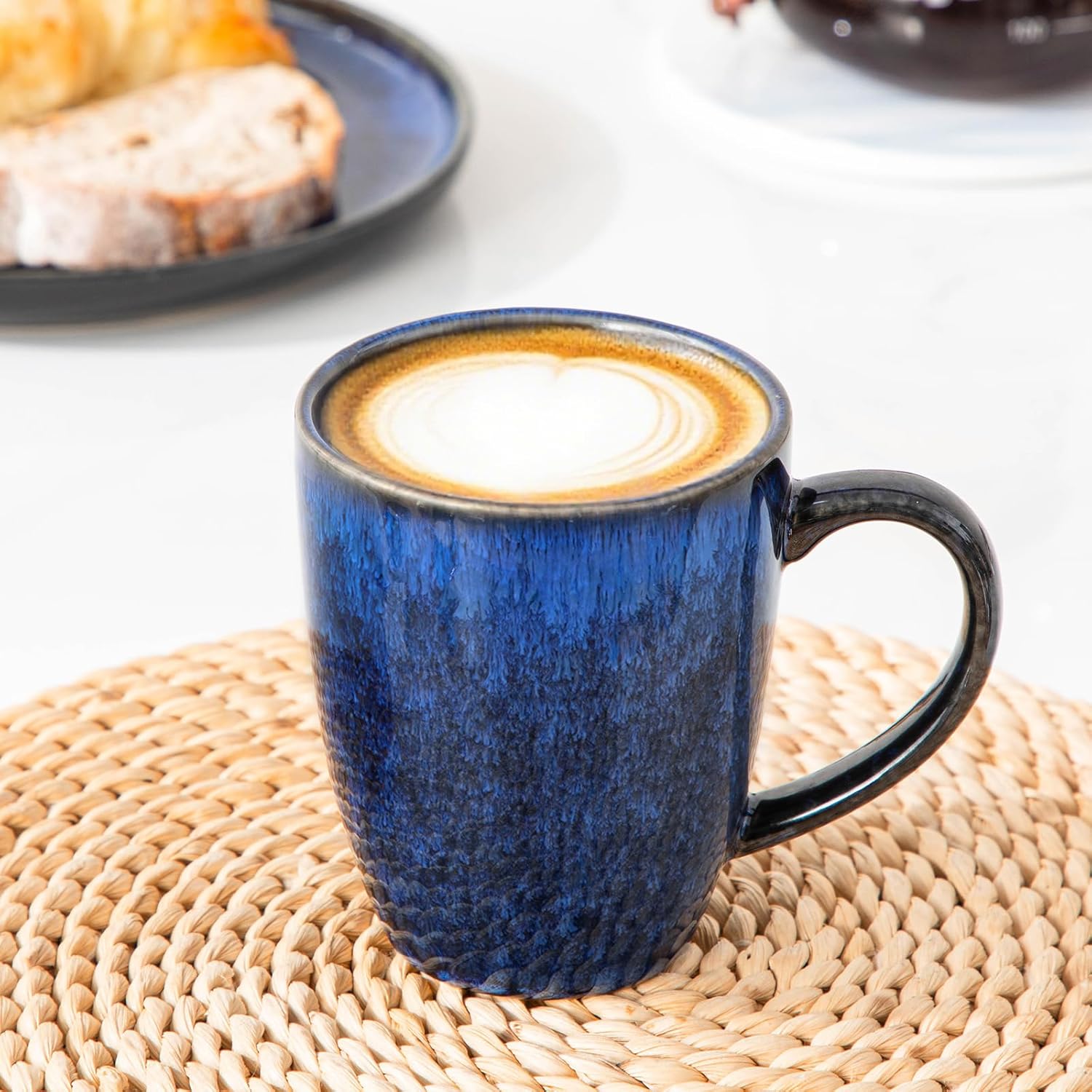 Premium Blue Ceramic Coffee Mug Set (6-Piece)