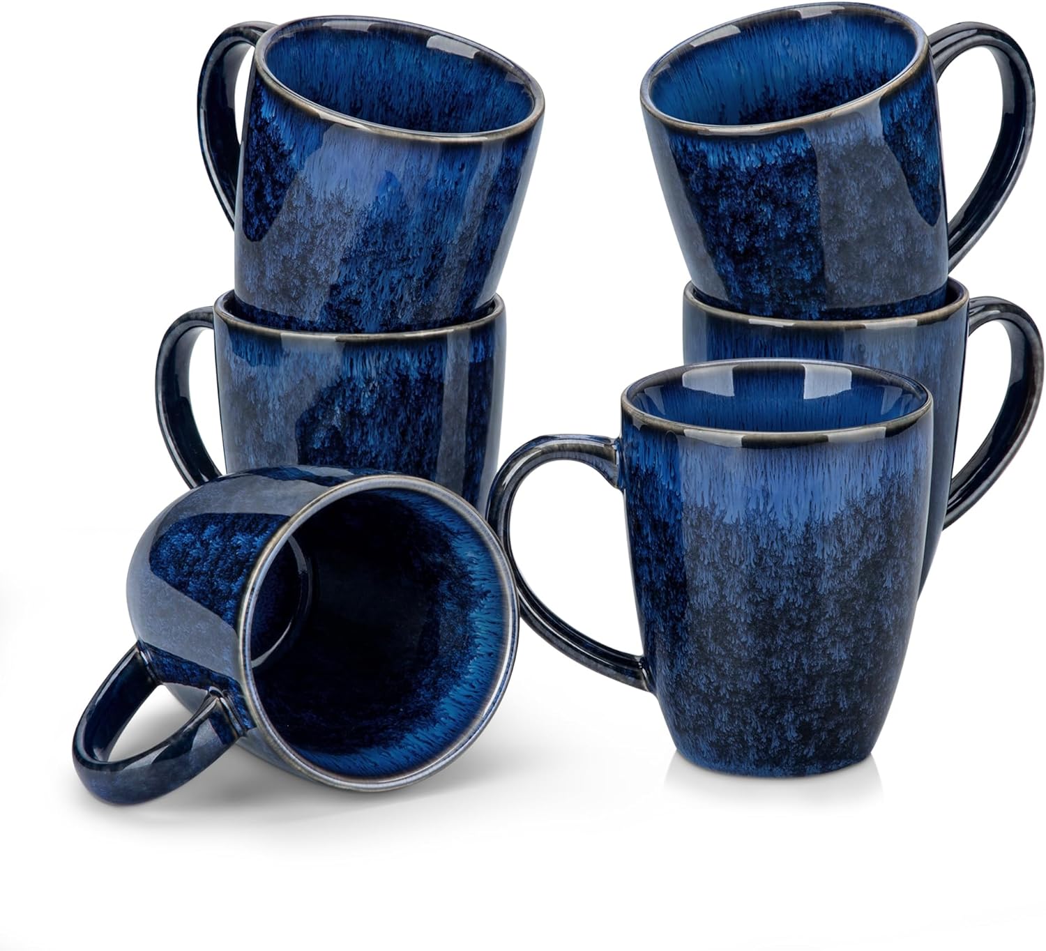 Premium Blue Ceramic Coffee Mug Set (6-Piece)